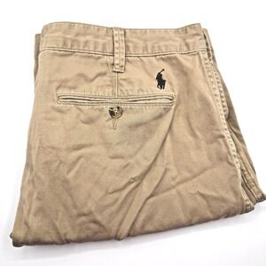 Polo Ralph Lauren Relaxed Fit Men's 36 (38) Tan Khaki Flat‎ Front Shorts 10" Ins